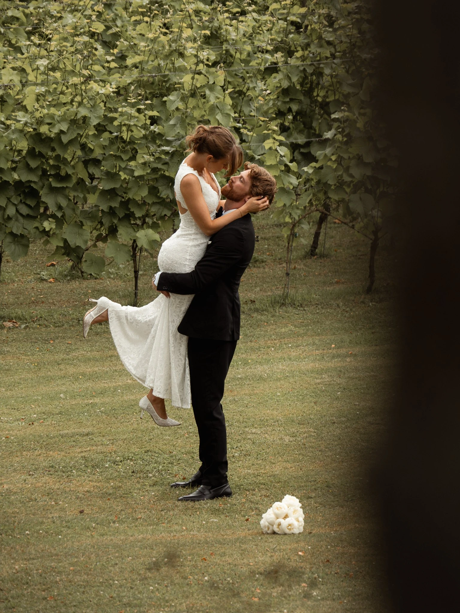 Bride lifted in the garden